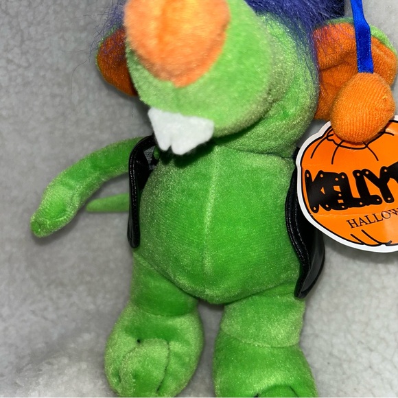 Kellytoy rat w/leather vest vintage halloween green purple orange paper tag 7" - Picture 9 of 13